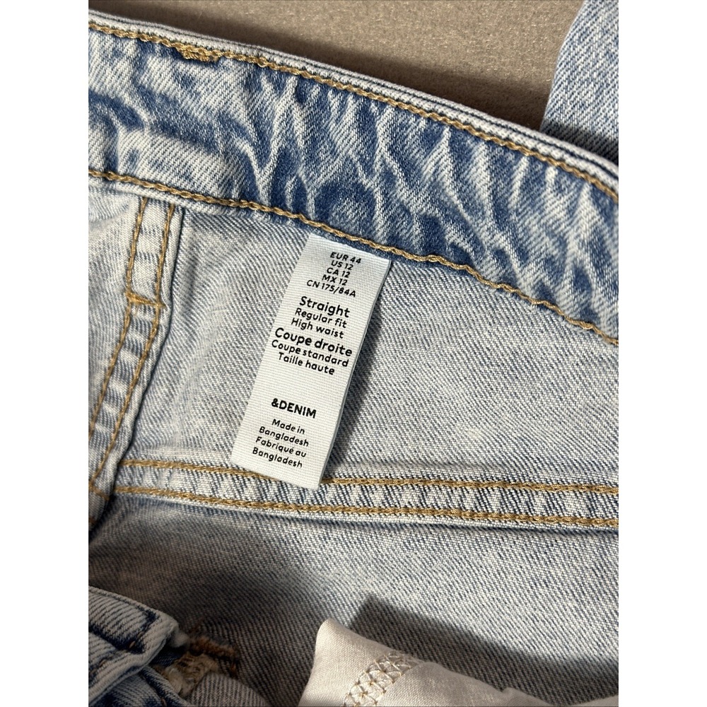 H&M Women's Acid Wash Denim Straight Regular High Waist Y2K - Picture 4 of 6
